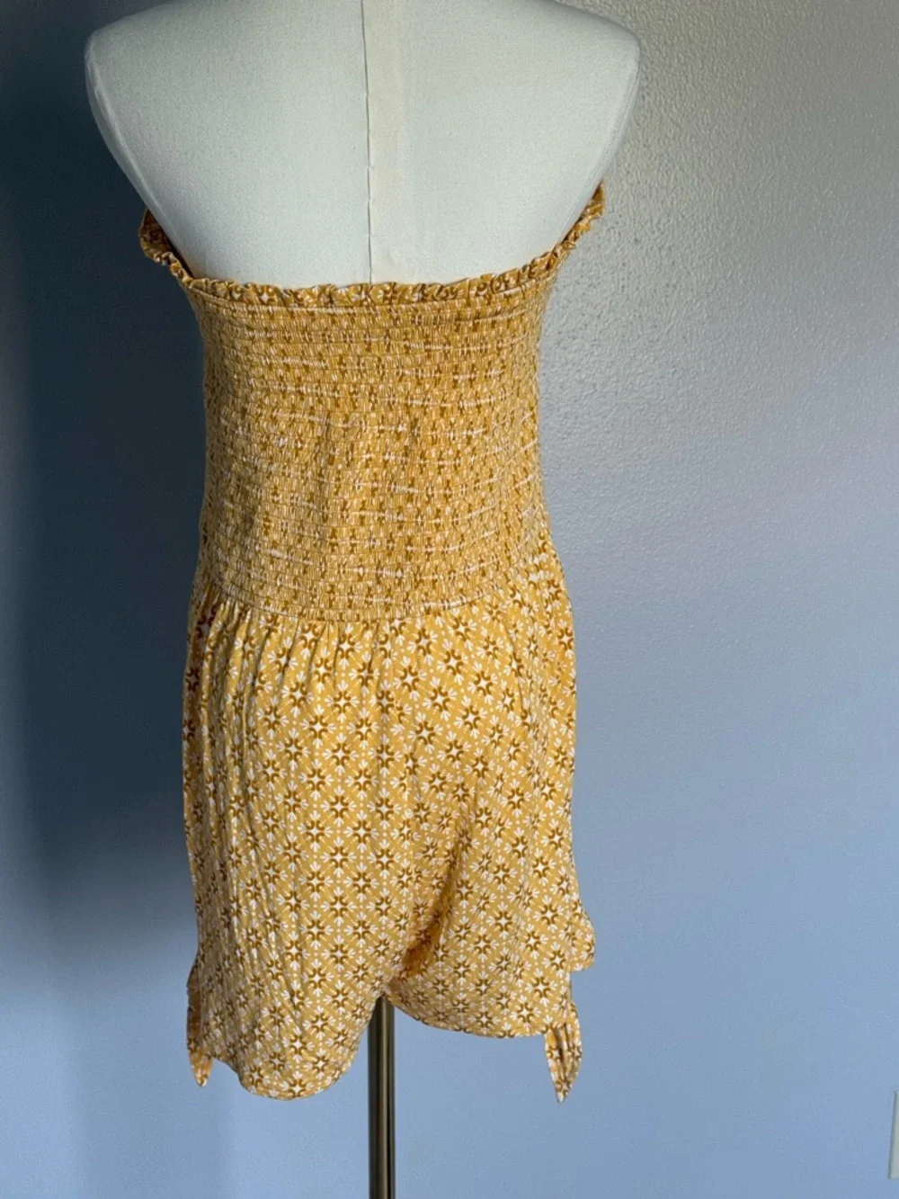 LOFT Beach Yellow Strapless Smocked Floral Romper Dress - Picture 4 of 7